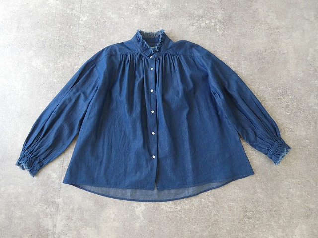 OUVERT(ウーヴェル) 5ozベンベルグウールデニムフリルカラーブラウスの商品画像9