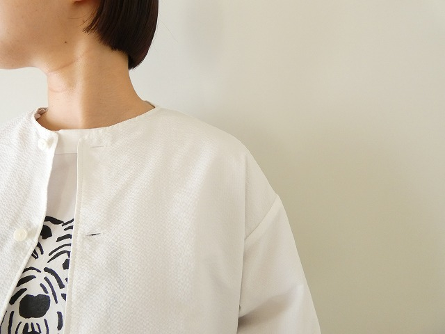 prit(プリット) ポリエステルコットンサッカー×コットンナイロンタフタリバーシブルノーカラーブルゾンの商品画像3