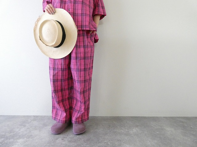 prit(プリット) 16/1リネンコットンチェックタックイージーパンツの商品画像1