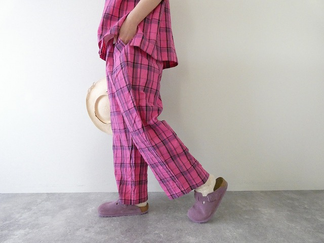 prit(プリット) 16/1リネンコットンチェックタックイージーパンツの商品画像4