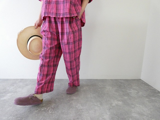 prit(プリット) 16/1リネンコットンチェックタックイージーパンツの商品画像5