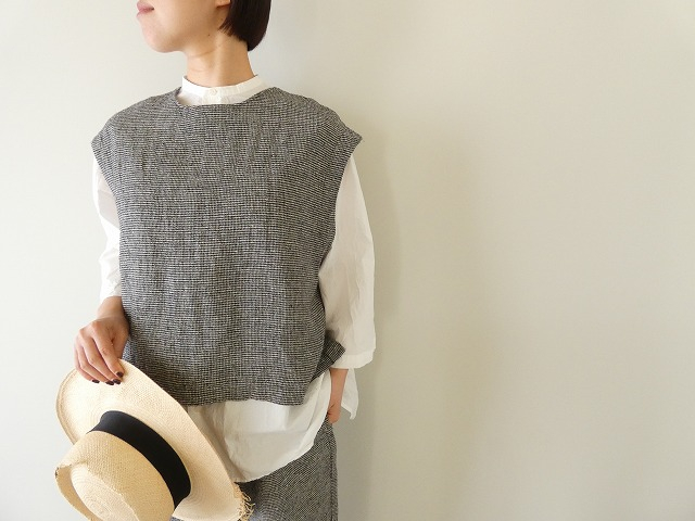 prit(プリット) リネンシルクハウンドトゥース2wayベストの商品画像2