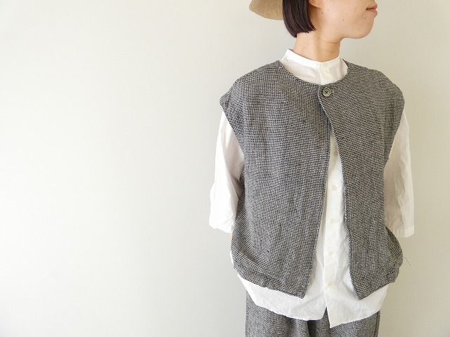 prit(プリット) リネンシルクハウンドトゥース2wayベストの商品画像6