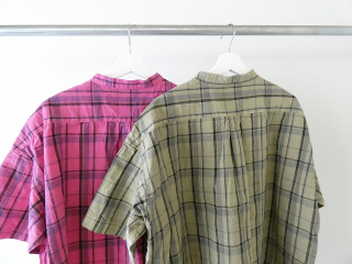 prit(プリット) リネンコットンチェック5分袖スタンドカラービッグシャツの商品画像18