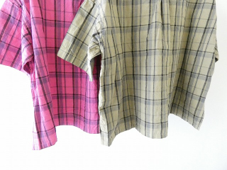 prit(プリット) リネンコットンチェック5分袖スタンドカラービッグシャツの商品画像19