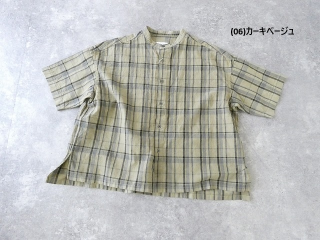 prit(プリット) リネンコットンチェック5分袖スタンドカラービッグシャツの商品画像28