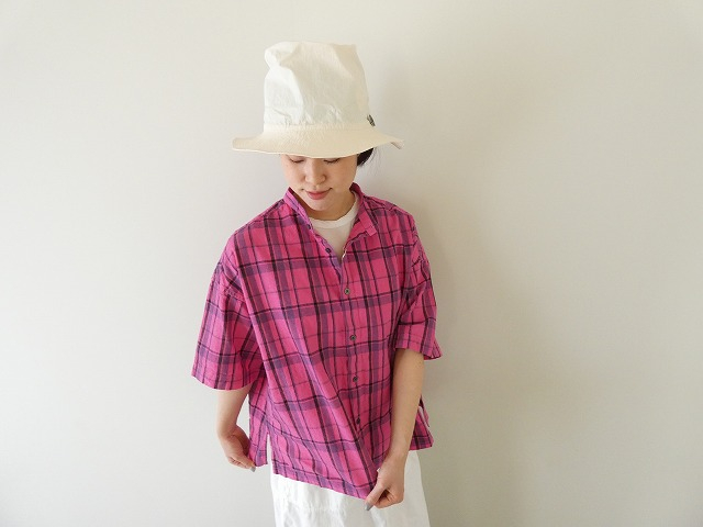 prit(プリット) リネンコットンチェック5分袖スタンドカラービッグシャツの商品画像7