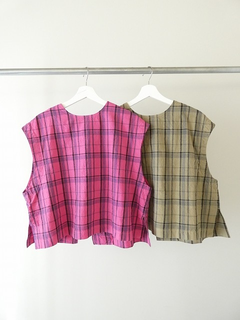 prit(プリット) リネンコットンチェック2Wayベストの商品画像2