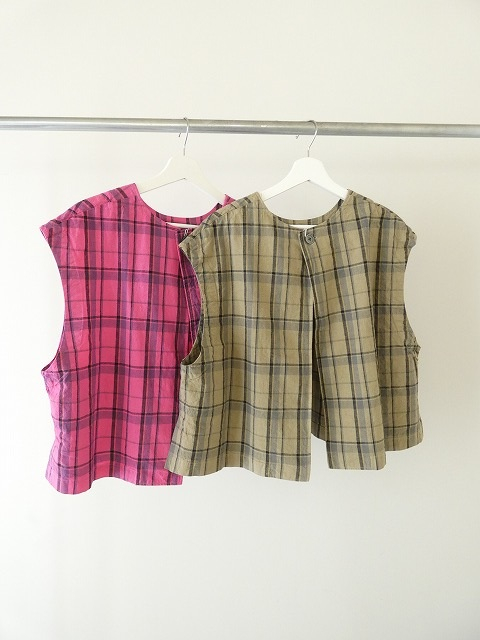 prit(プリット) リネンコットンチェック2Wayベストの商品画像9