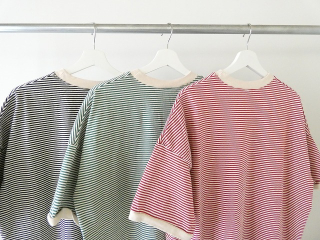 prit(プリット) 空紡度詰天竺ミジンボーダー5分袖クルーネックプルオーバーの商品画像18