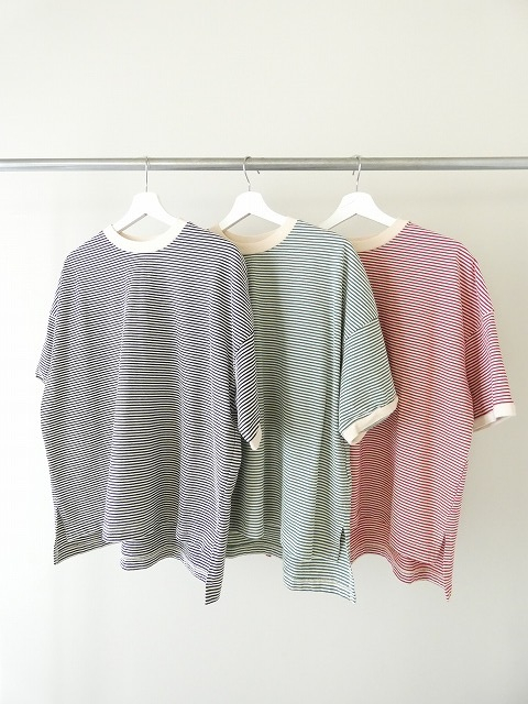 prit(プリット) 空紡度詰天竺ミジンボーダー5分袖クルーネックプルオーバーの商品画像2