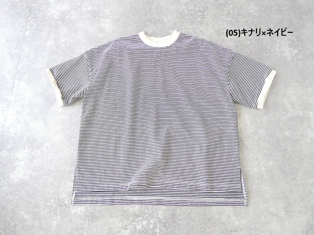 prit(プリット) 空紡度詰天竺ミジンボーダー5分袖クルーネックプルオーバーの商品画像42