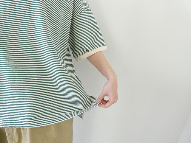 prit(プリット) 空紡度詰天竺ミジンボーダー5分袖クルーネックプルオーバーの商品画像5