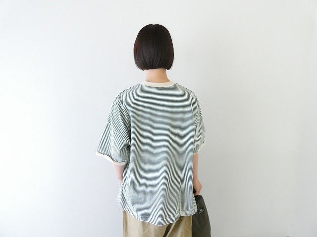 prit(プリット) 空紡度詰天竺ミジンボーダー5分袖クルーネックプルオーバーの商品画像8