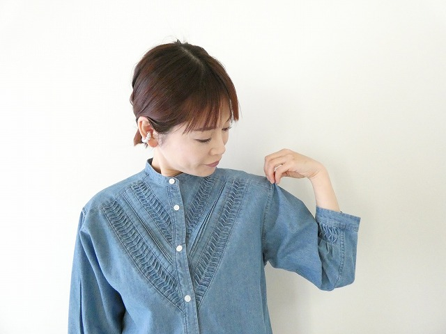 NOMBRE IMPAIR(ノンブルアンペール) ねじりピンタックデニムスタンドショートシャツの商品画像2