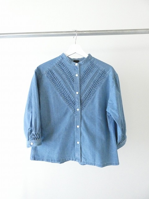 NOMBRE IMPAIR(ノンブルアンペール) ねじりピンタックデニムスタンドショートシャツの商品画像3