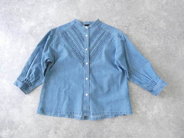 NOMBRE IMPAIR(ノンブルアンペール) ねじりピンタックデニムスタンドショートシャツの商品画像9
