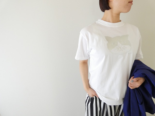 grin(グリン) オーガニックエーゲ海モノトーンねこプリント半袖Tシャツの商品画像1