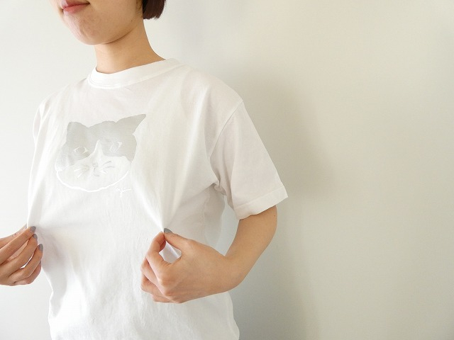 grin(グリン) オーガニックエーゲ海モノトーンねこプリント半袖Tシャツの商品画像5