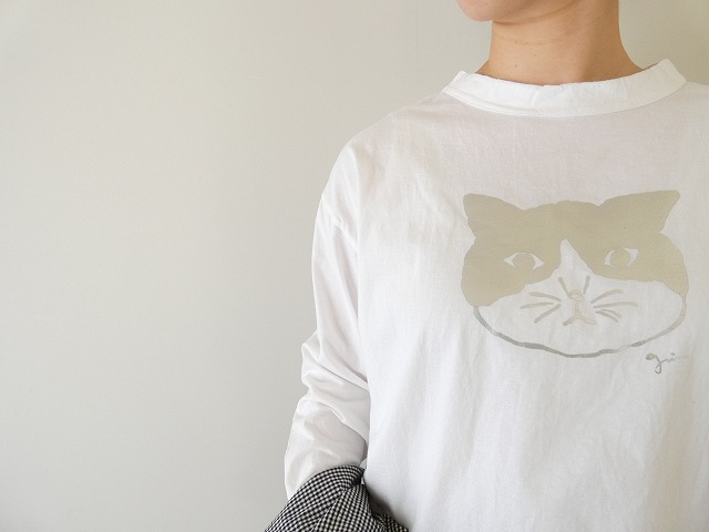 grin(グリン) オーガニックエーゲ海モノトーンねこ長袖プリントTシャツの商品画像6