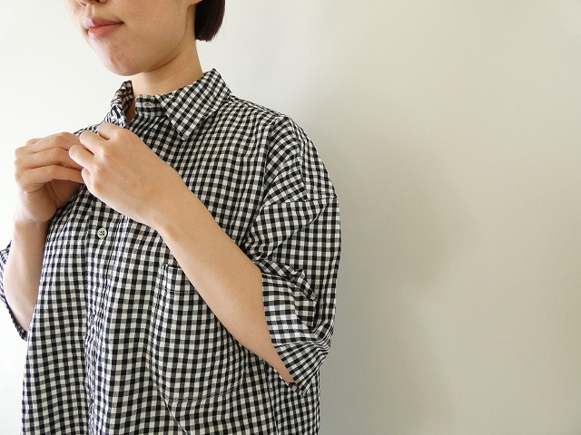 prit(プリット) コットンリネンウェザー近江晒加工5分袖レギュラーカラービッグシャツの商品画像5