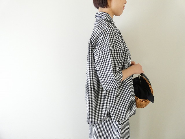 prit(プリット) コットンリネンウェザー近江晒加工5分袖レギュラーカラービッグシャツの商品画像7