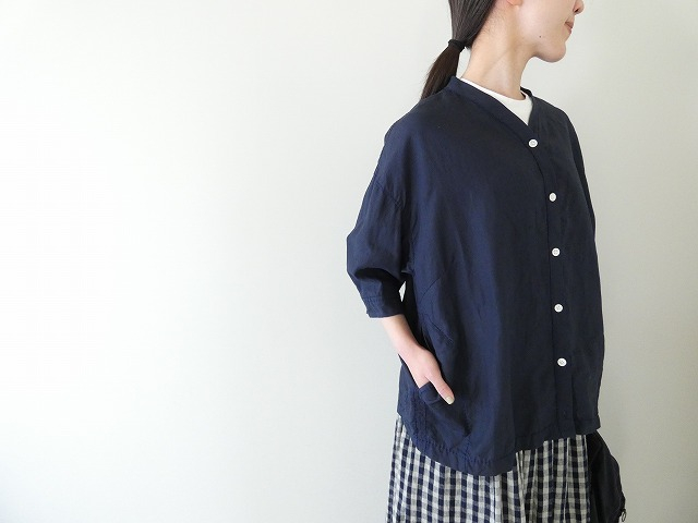 homspun(ホームスパン) リネンバイオVネックブラウスの商品画像4