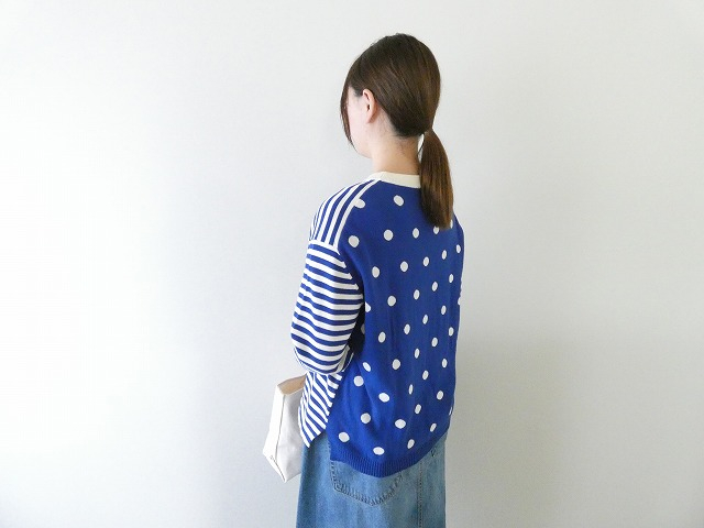 mao made(マオメイド) やわらかコットンしましま&みずたまパターンミックスプルオーバーの商品画像1