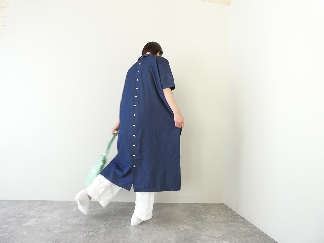 mao made(マオメイド) ライトオンスデニム2WAYラウンドカラー5分袖ワンピースの商品画像13