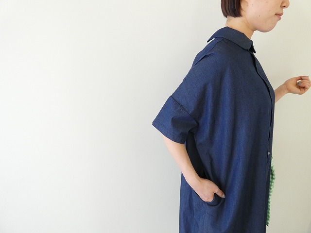 mao made(マオメイド) ライトオンスデニム2WAYラウンドカラー5分袖ワンピースの商品画像3