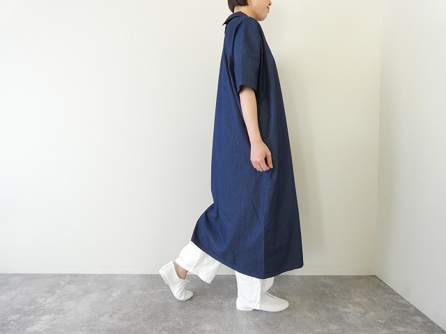 mao made(マオメイド) ライトオンスデニム2WAYラウンドカラー5分袖ワンピースの商品画像6