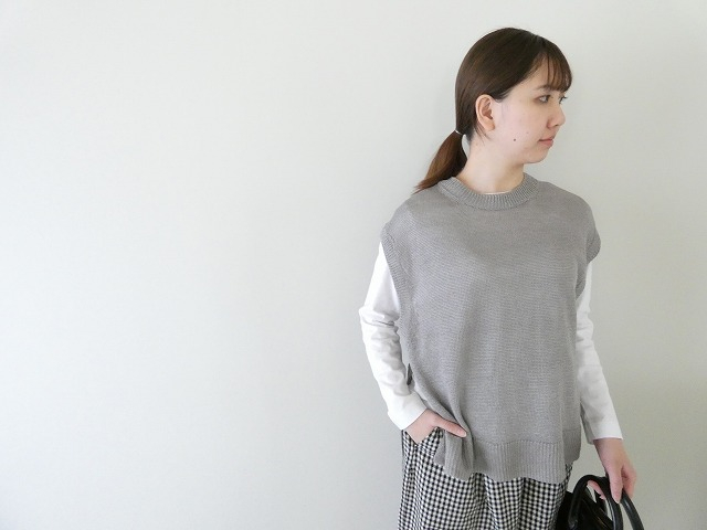 prit(プリット) リネン7G天竺編みクルーネックベストの商品画像3