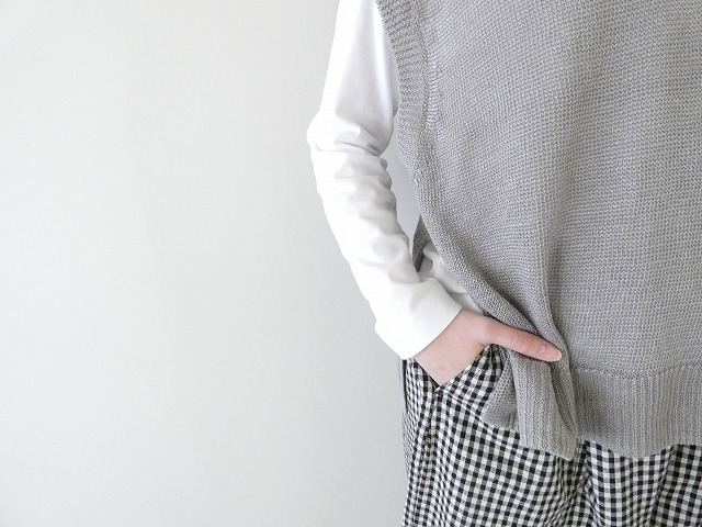 prit(プリット) リネン7G天竺編みクルーネックベストの商品画像5