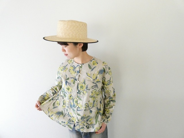 ina(イナ) 綿麻シーチングプリントギャザー2WAYブラウスの商品画像6