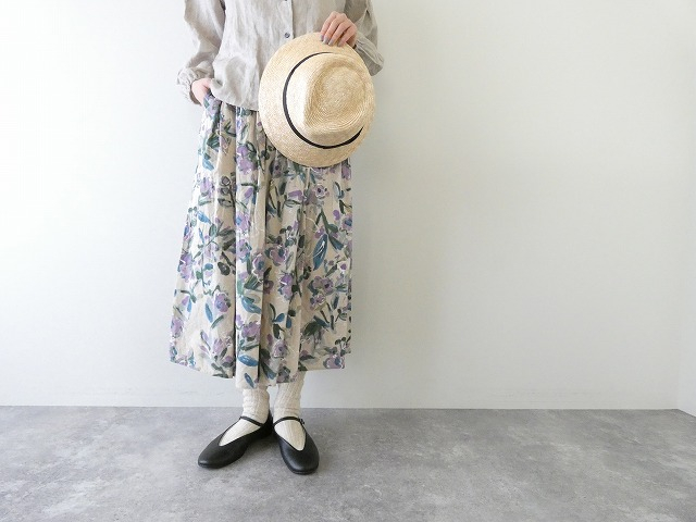 ina(イナ) 綿麻シーチングプリントタックスカートの商品画像2