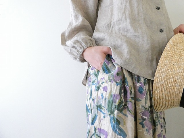 ina(イナ) 綿麻シーチングプリントタックスカートの商品画像5