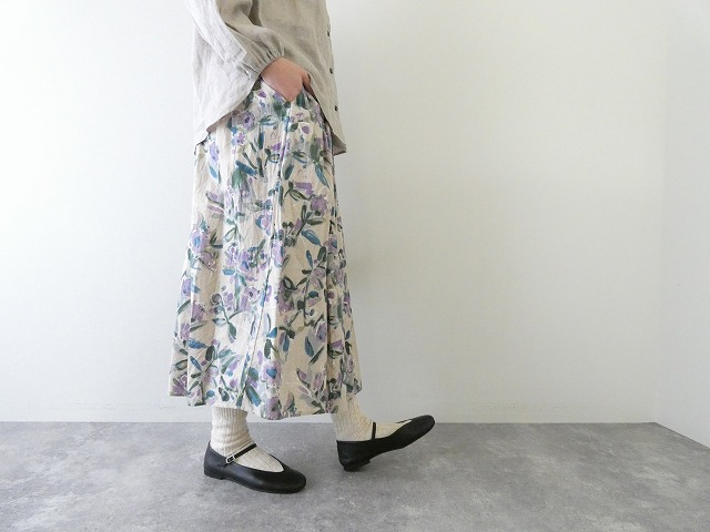 ina(イナ) 綿麻シーチングプリントタックスカートの商品画像6