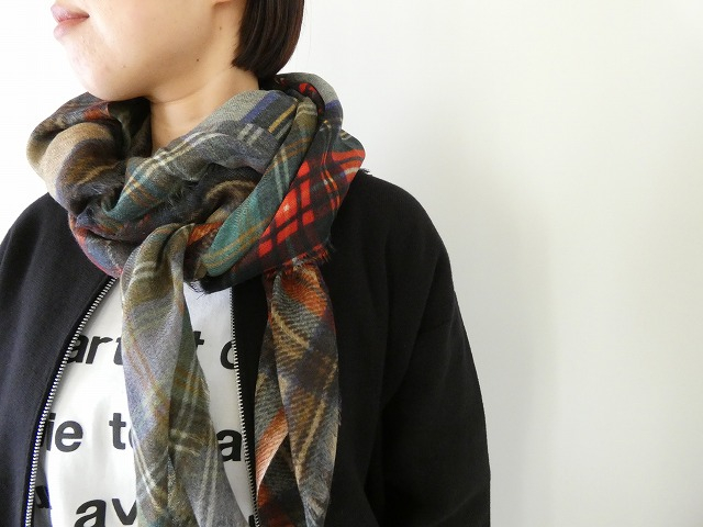 Glen Prince(グレンプリンス) ウール薄手チェックストールの商品画像1