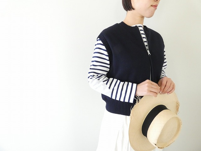 mao made(マオメイド) やわらかコットンミラノリブ風 異ゲージリブWジップベストの商品画像4