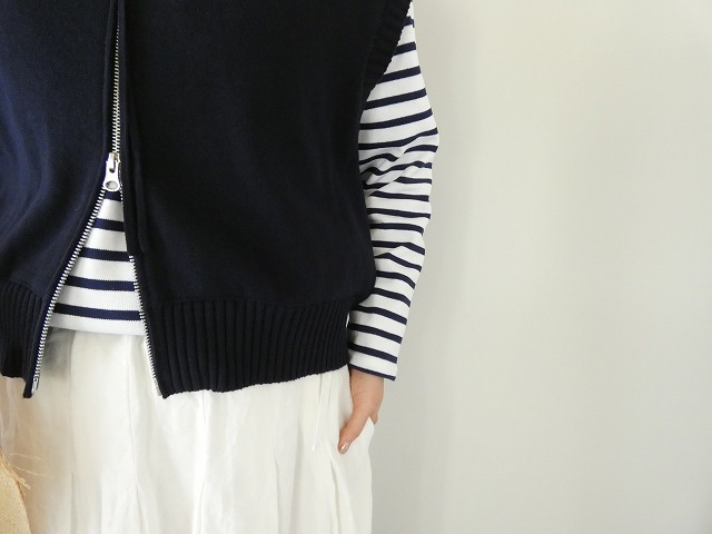 mao made(マオメイド) やわらかコットンミラノリブ風 異ゲージリブWジップベストの商品画像5