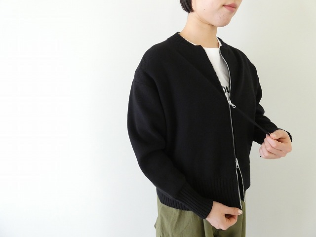 mao made(マオメイド) やわらかコットンミラノリブ風 異ゲージリプダブルジップブルゾンの商品画像5