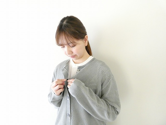 mizuiro ind(ミズイロインド) ストーンウォッシュメッシュクルーネックカーディガンの商品画像3