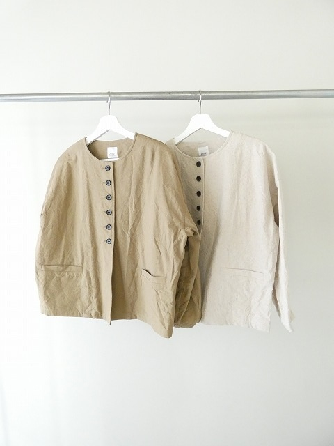 ina(イナ) 綿麻ベビーキャンバスクルーネック袖口タックジャケットの商品画像3