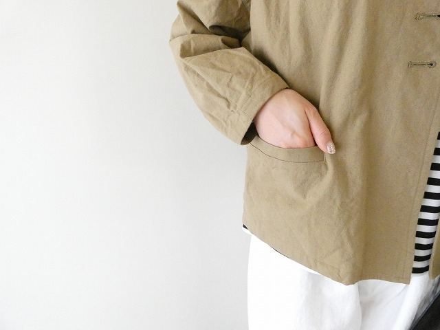 ina(イナ) 綿麻ベビーキャンバスクルーネック袖口タックジャケットの商品画像6