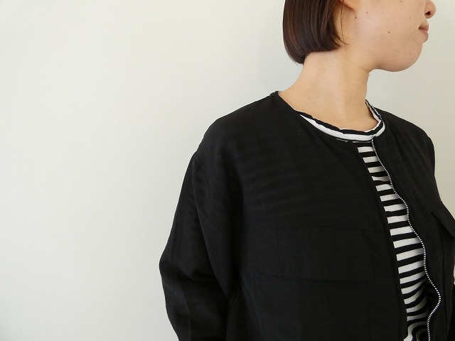 SOUFFLE シアーリネンブレンドナイロンノーカラーブルゾンの商品画像4