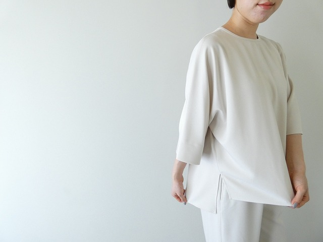 ma couleur(マ クルール) 杢調ストレッチツイルオーバーサイズ6分袖プルオーバーの商品画像8