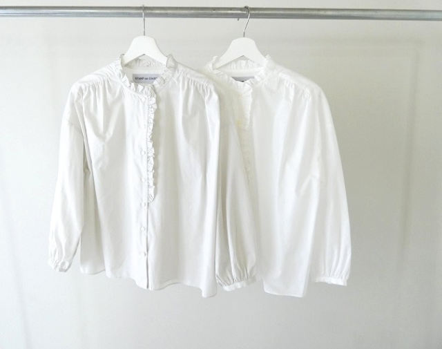 STAMP AND DIARY(スタンプアンドダイアリー) 100/1高密度ブロードノーカラーフリルブラウスの商品画像7