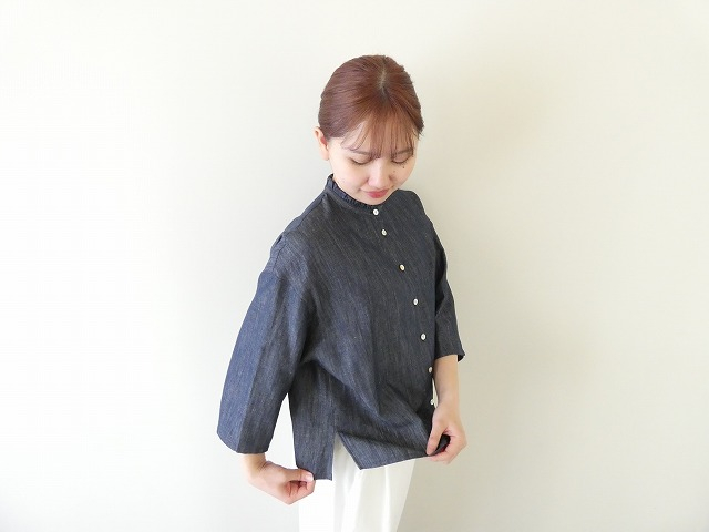 STAMP AND DIARY(スタンプアンドダイアリー) コットンリネンテンセルデニムフリルシャツの商品画像2