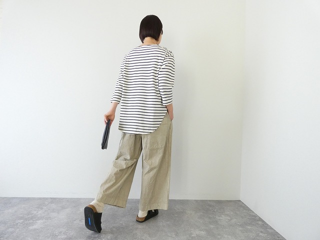 tumugu(ツムグ) スープレコットンボーダー天竺裾ラウンド7分袖ロングTシャツの商品画像5