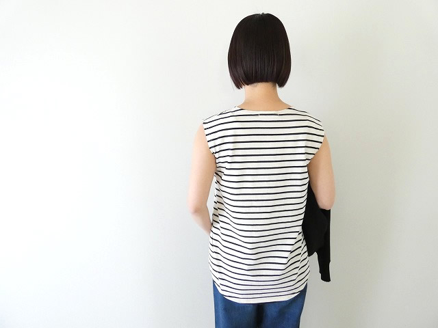 tumugu(ツムグ) スープレコットンボーダー天竺裾ラウンドタンクトップの商品画像2